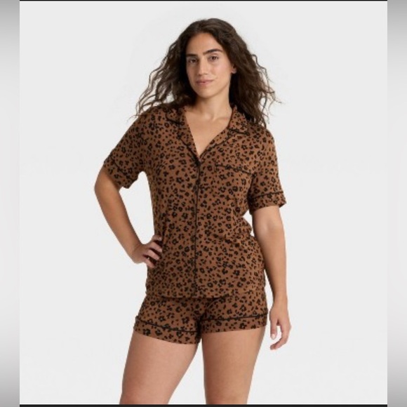 NWT Auden 2pc set cloud knit leopard pajama set size Large - Picture 1 of 7